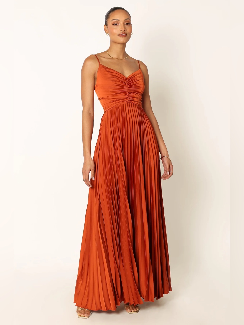 Petal & Pup Naira Pleated Maxi Dress Sunset Orange Size 4